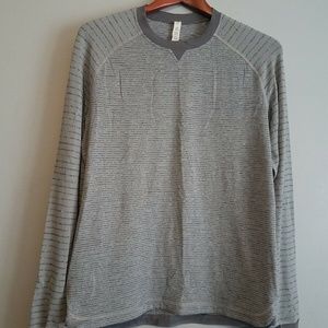 Mens Lululemon Cypress Run Long Sleeve Rulu Heathered Slate Gray Stripe …